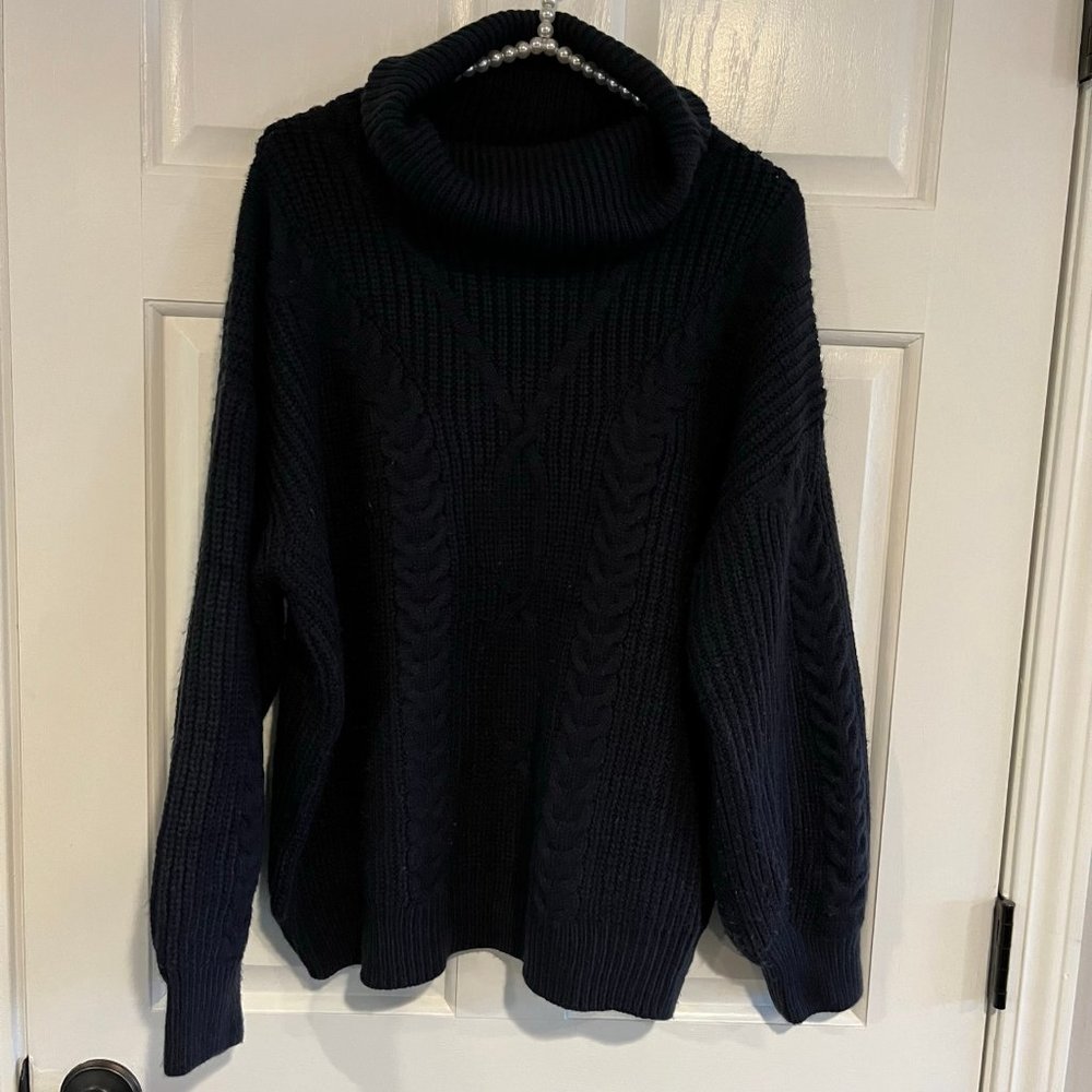 Mirol Ladies Navy Long Sleeve Knit Turtleneck Sweater Size L